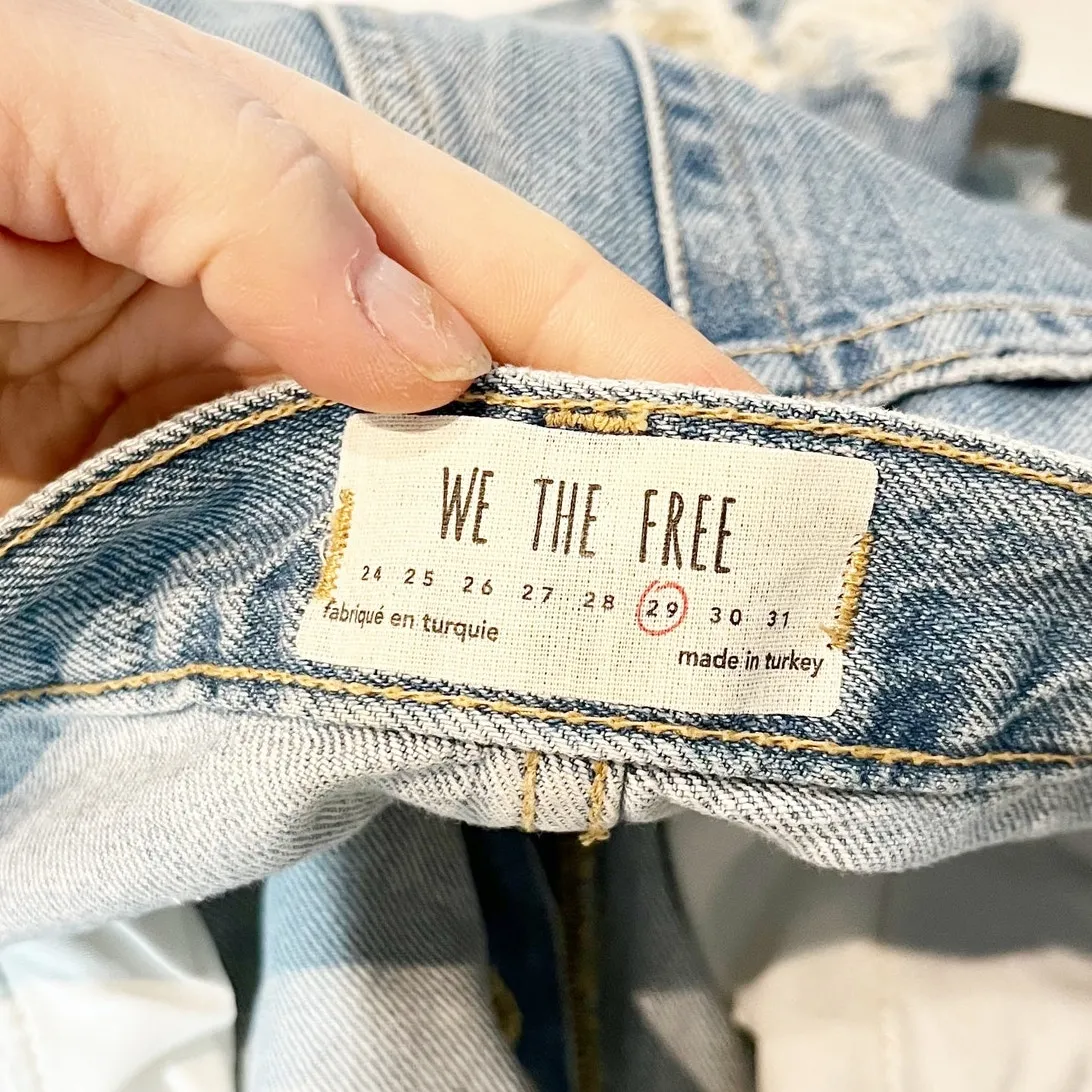 Free People Maggie Busted Knee Distressed Raw Hem Jeans Blue 29 - Image 4