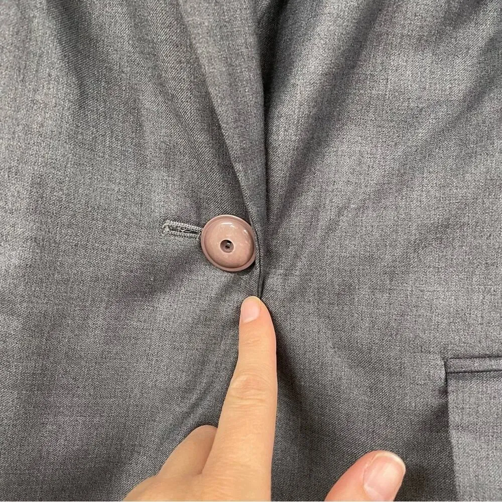 Nine West Grey Single Button Closure Classic Womens Blazer Jacket 16 Suit Work - Image 5