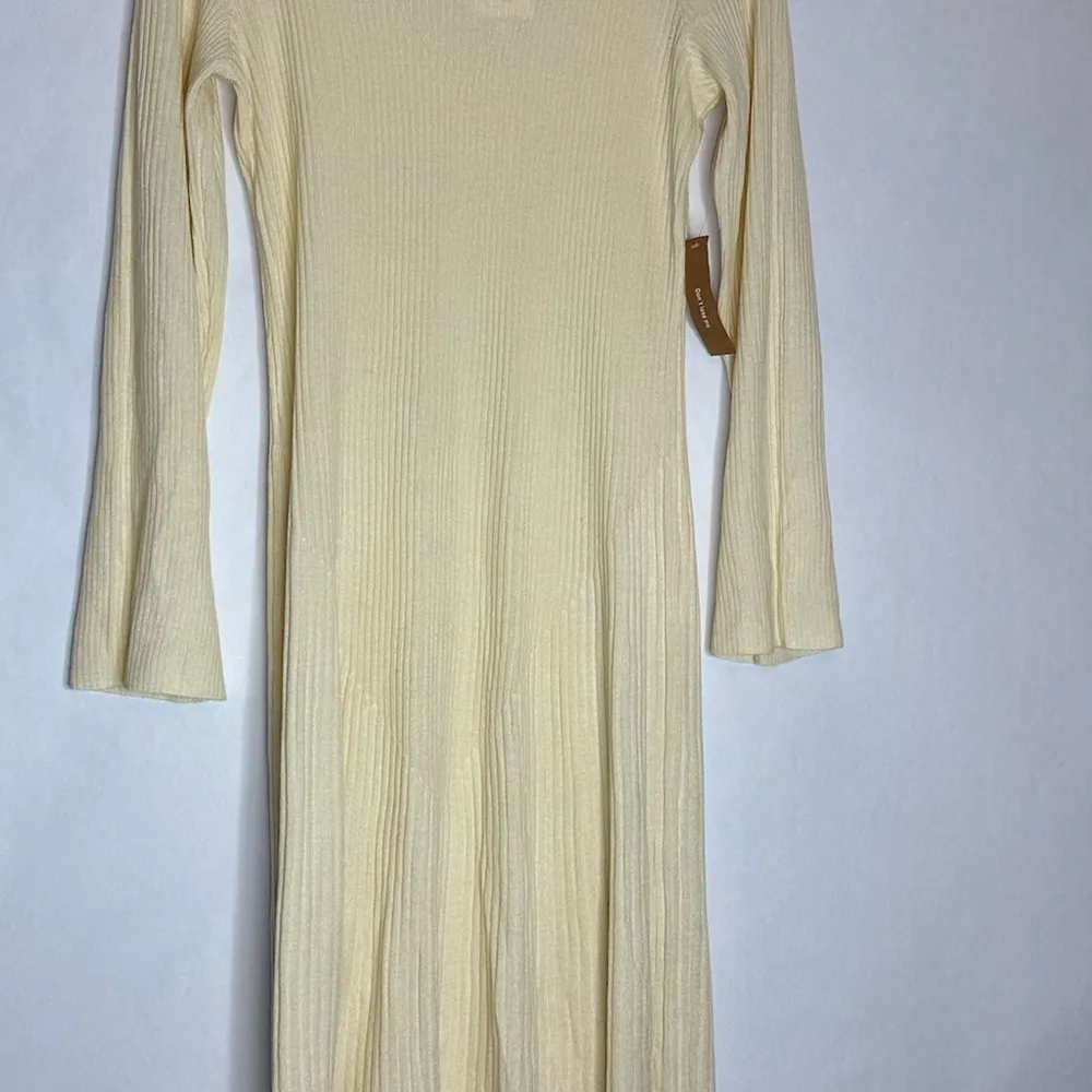 NWT  Cream Ribbed Knit High Neck Sweater Dress Wool Blend Size Medium - Image 10