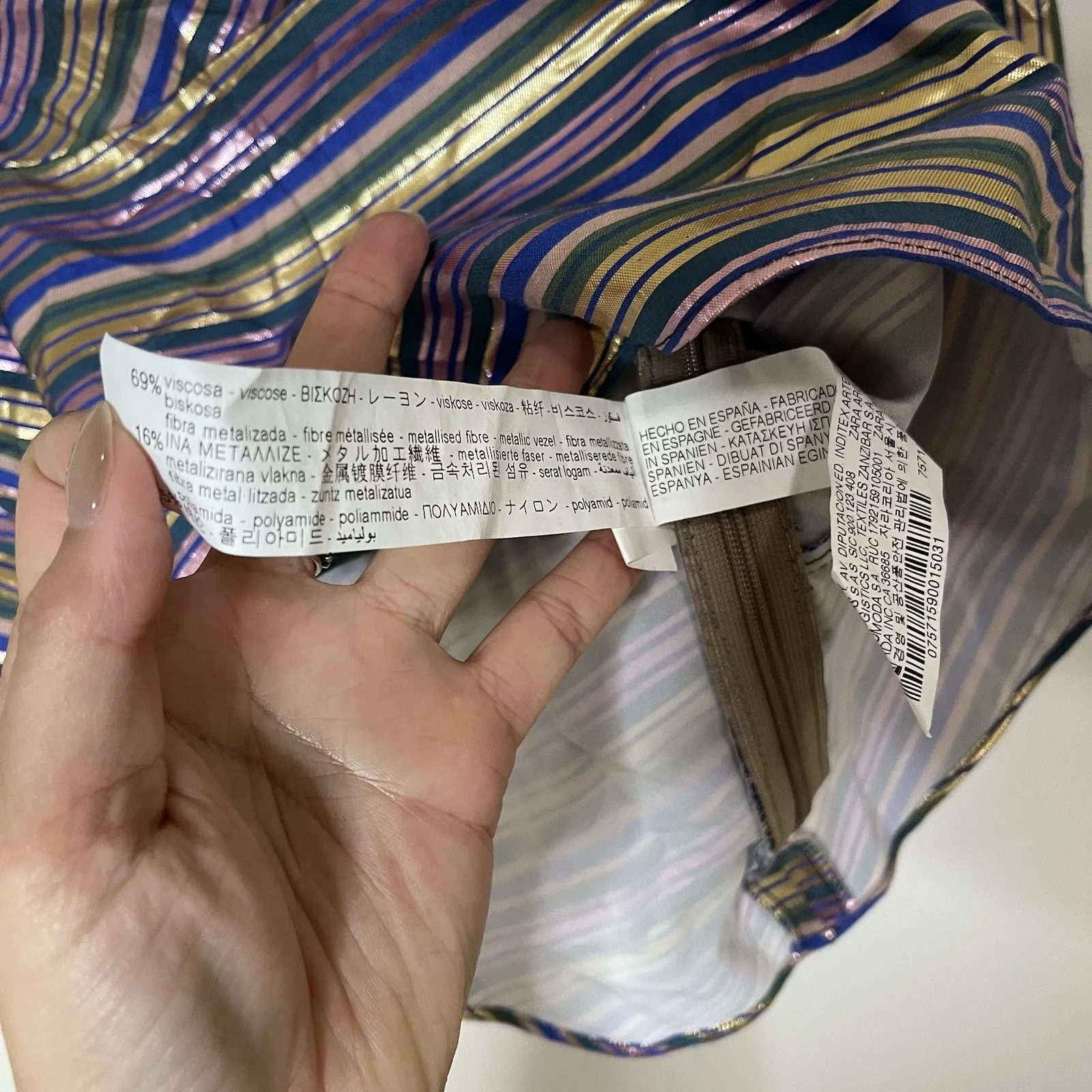 ZARA METALLIC ONE SHOULDER STRIPE BOW TOP SIZE MEDIUM - Image 5