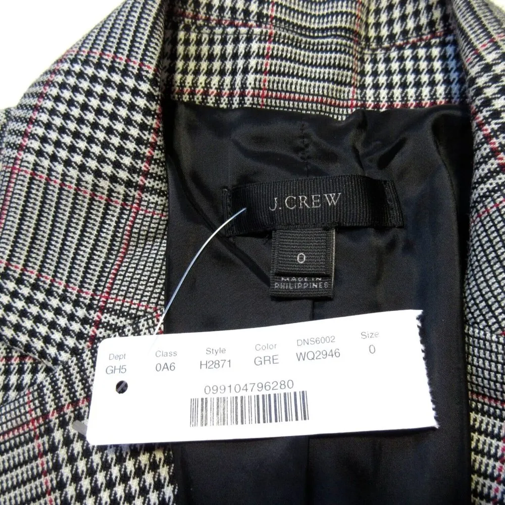 NWT J.Crew Tie-Front Blazer in Gray Red Lady Glen Plaid Jacket 0 - Image 3