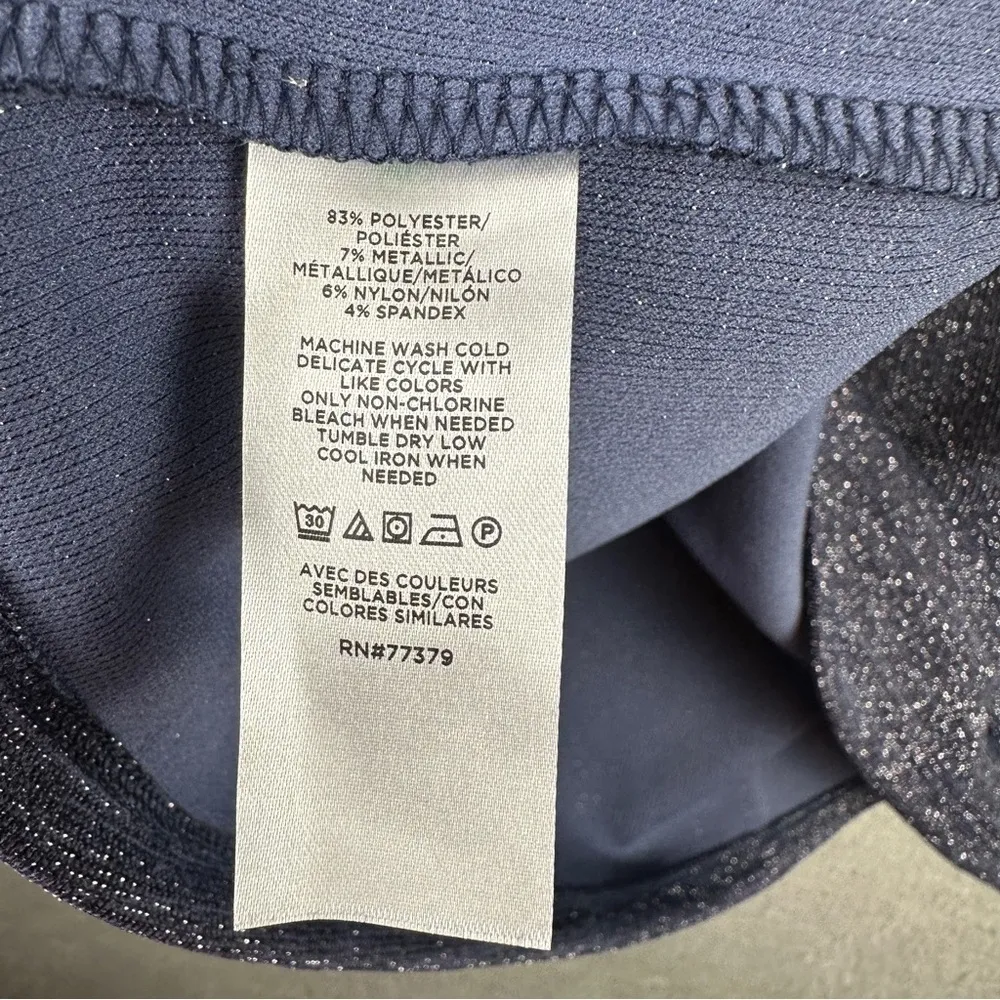 Ann Taylor Top Womens Medium Purple Metallic Sparkle Drape Neck Blouse Classy - Image 5