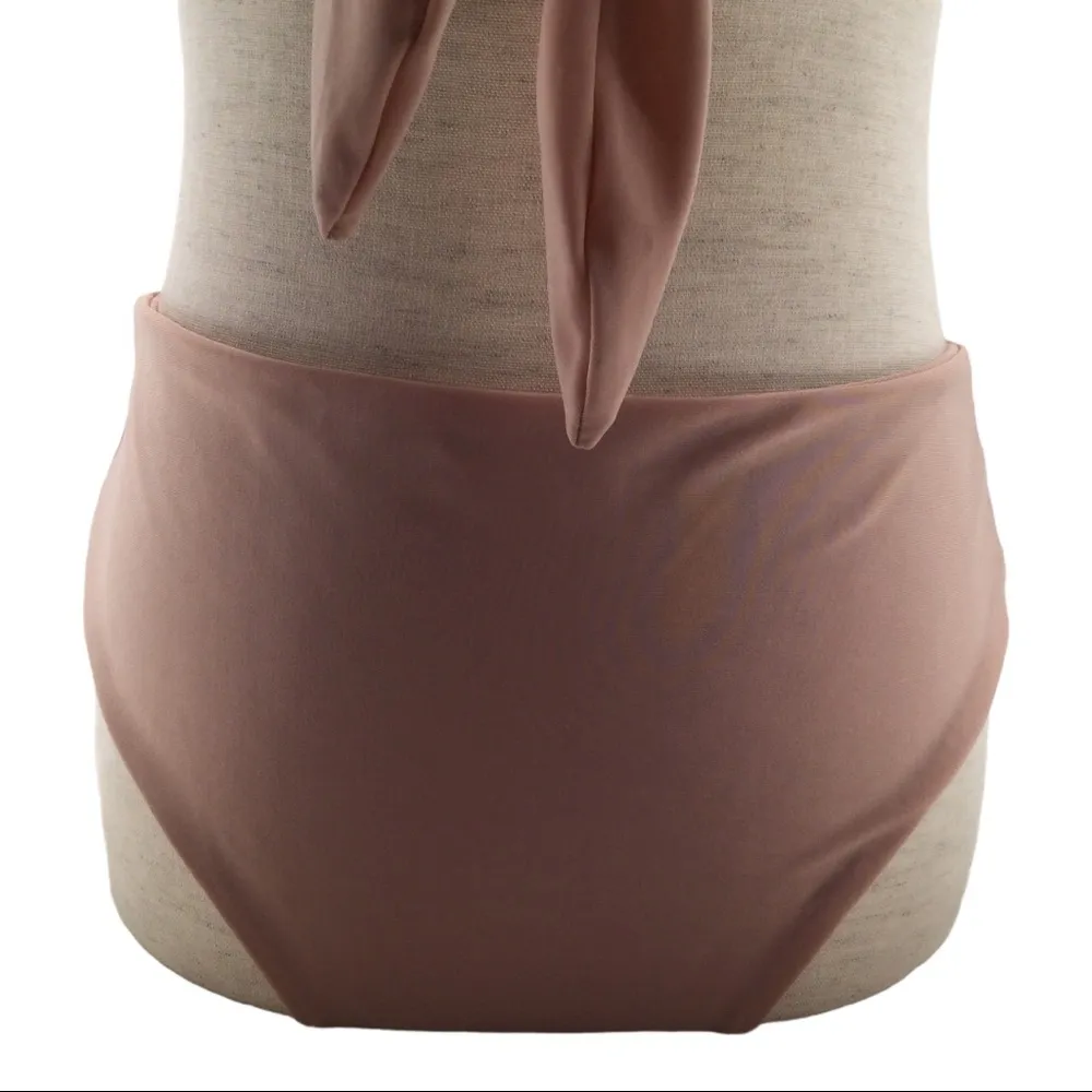 Blush Pink Tie Front Wide Strap Bikini Set Size M - Image 3