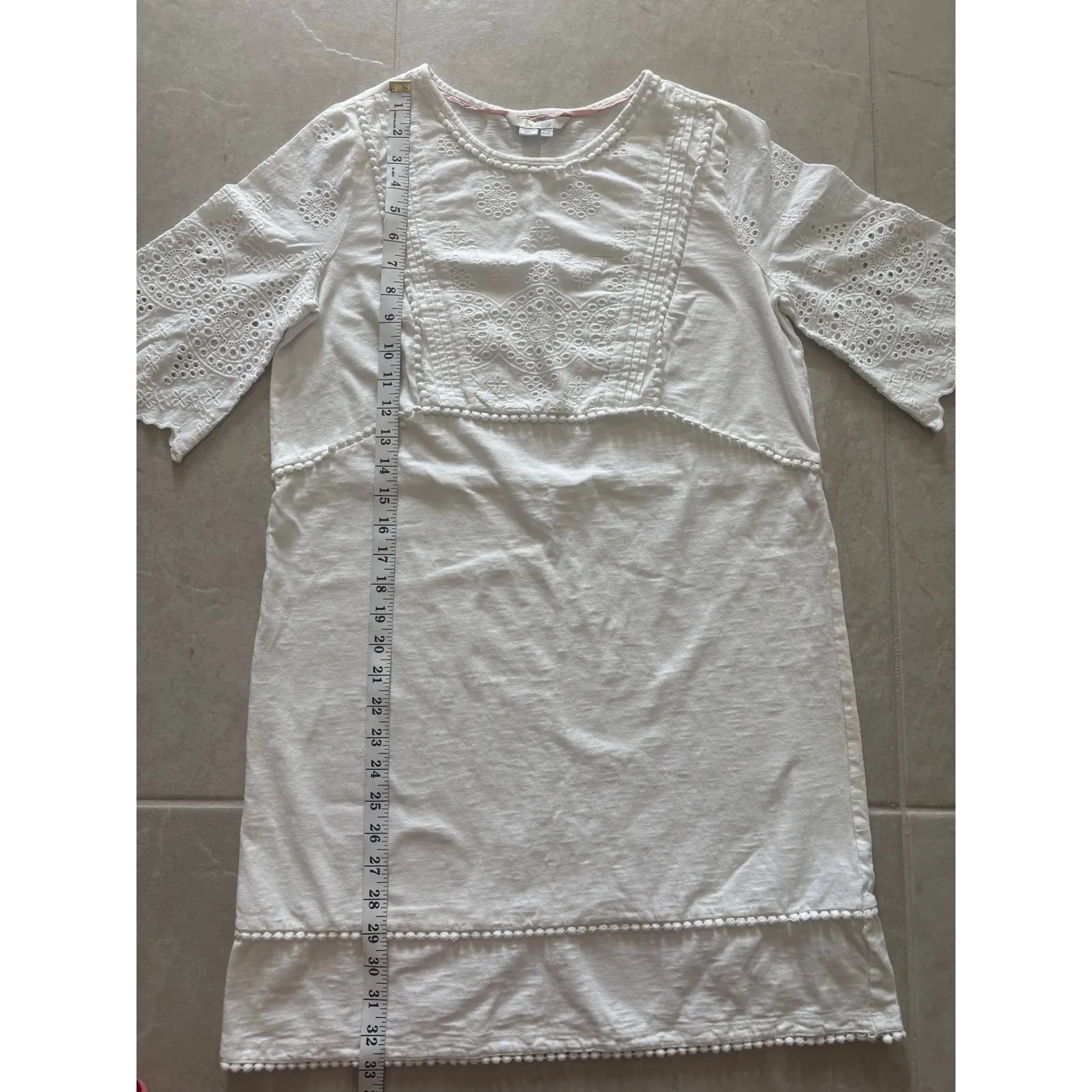 Boden Dress Womens Size 6 Heidi White‎ Eyelet Embroidery Cotton Coastal Beachy White - Image 9