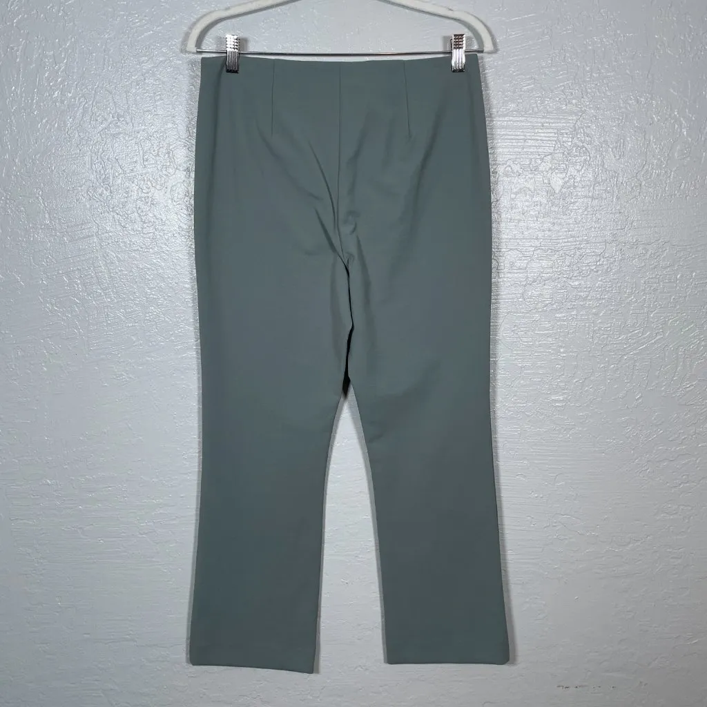 Vince Women L Sea Stone Gray Crop Flared Pants Flat Front Side Zipper Minimalist - Image 5