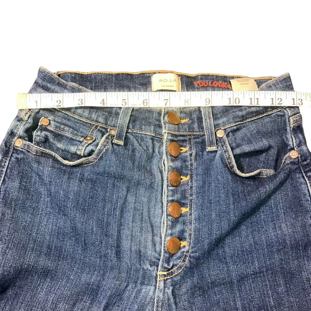 Alice+Olivia AOLA Good High Rise Exposed Button Jeans Enough Said-27 - Image 11