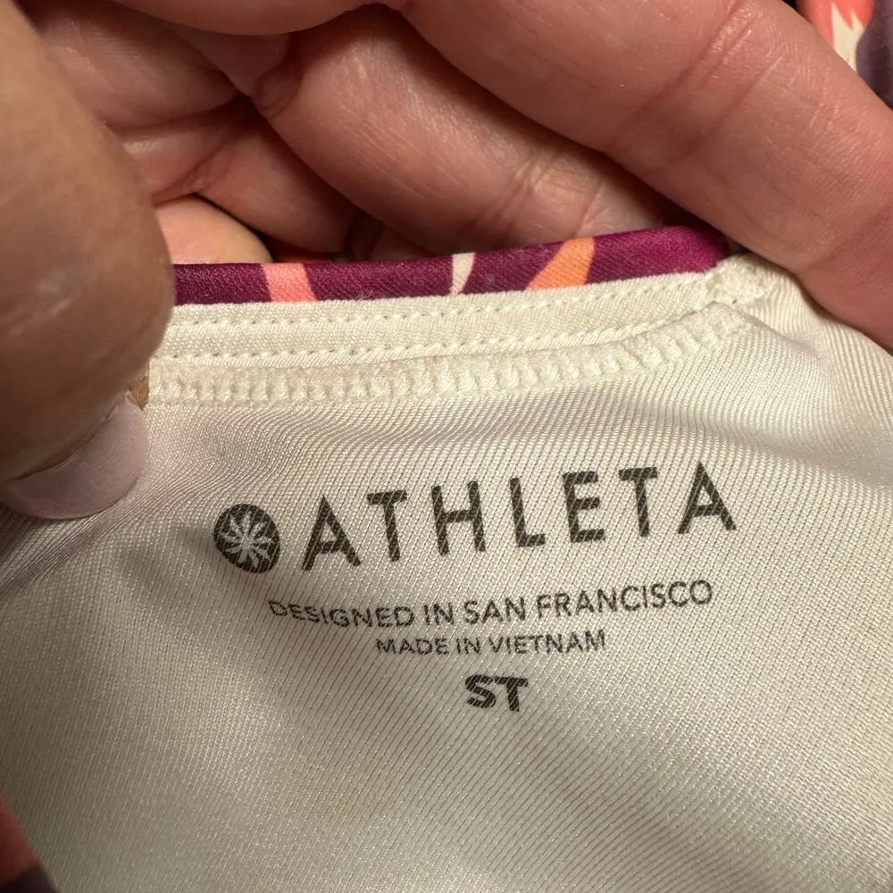 Athleta Womens Purple Floral Lace Up Tankini Swim Suit Top Size Small Tall ST - Image 5