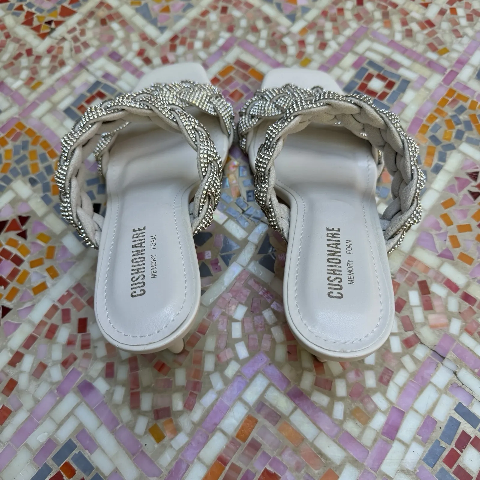 Cushionaire "Party" Silver Sparkle Braided Sandal Size‎ 8.5 Shoes Heel New! - Image 2