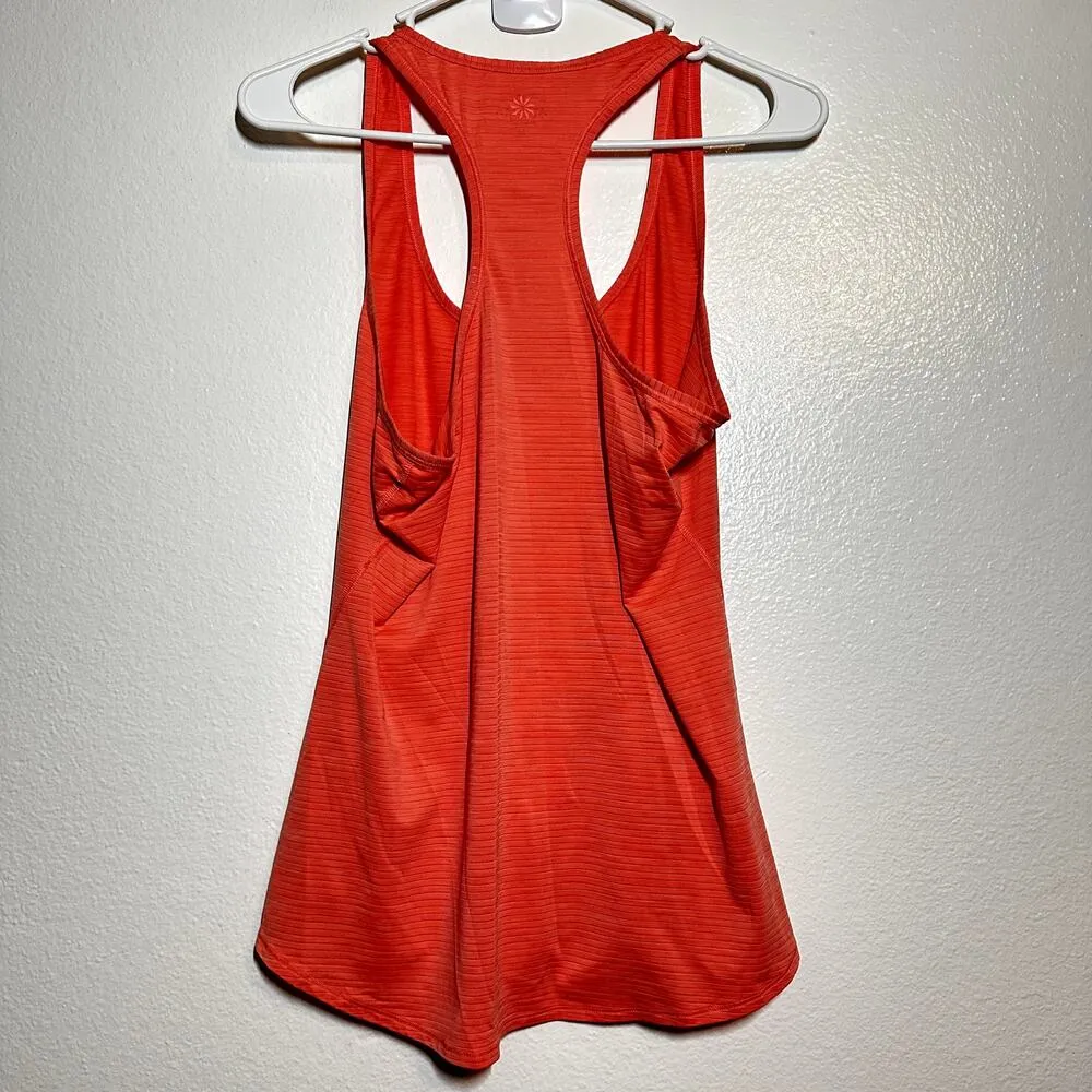Athleta Tank Top Scoop Neck Racerback Sleeveless Striped Orange Medium - Image 4