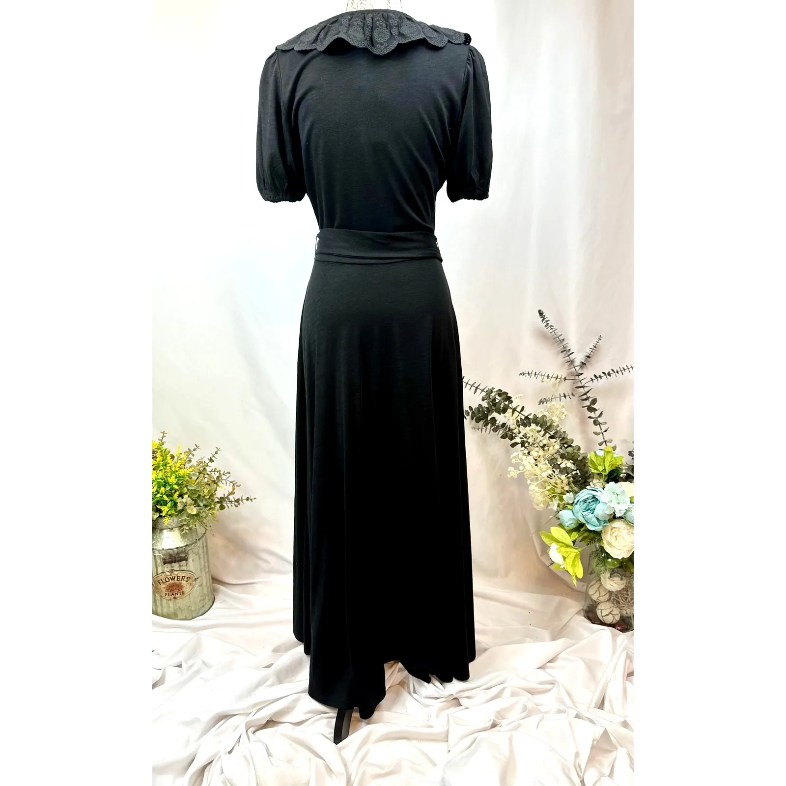 Boden Lace Detail Tie Waist Maxi Dress Black size 6 - Image 14