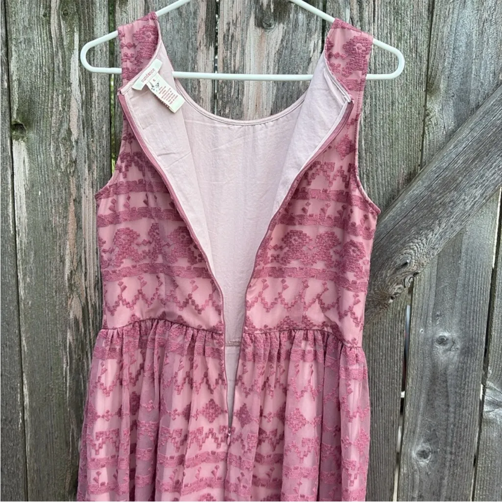 EUC Sundance In A Heartbeat Embroidered
Mesh Sleeveless Dress Dusty Rose Size 6 - Image 8