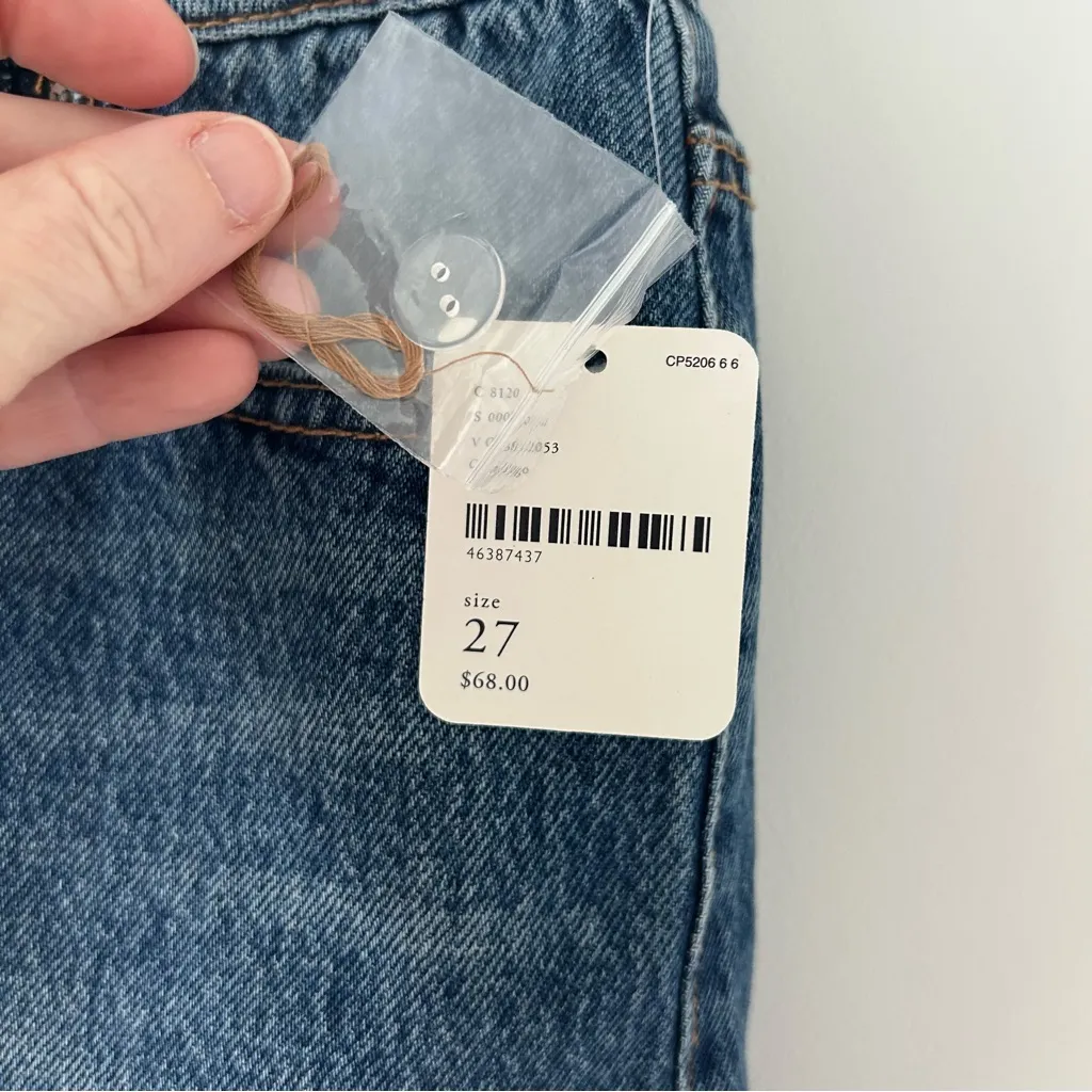 Free People Denim Micro Mini Skirt Lace Up Tie Raw Hem Jean Y2K 90s NWT 27 - Image 5