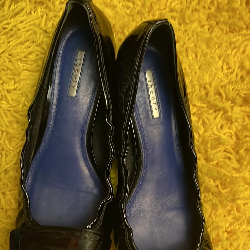 Theory Patent Leather Wedge Ballet Flat . Black - Image 15