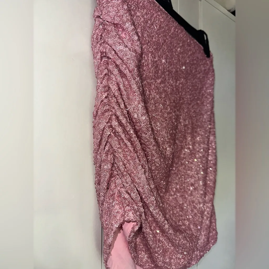 Susana Monaco Gathered Sequin Mini Skirt In Ballerina Pink - Image 5