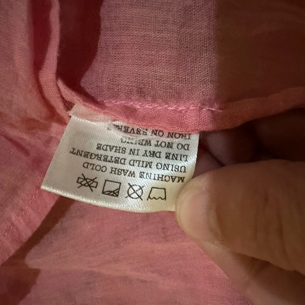 Olivia James Pink Green Floral Cotton Tie Waist Dress Small - Image 11