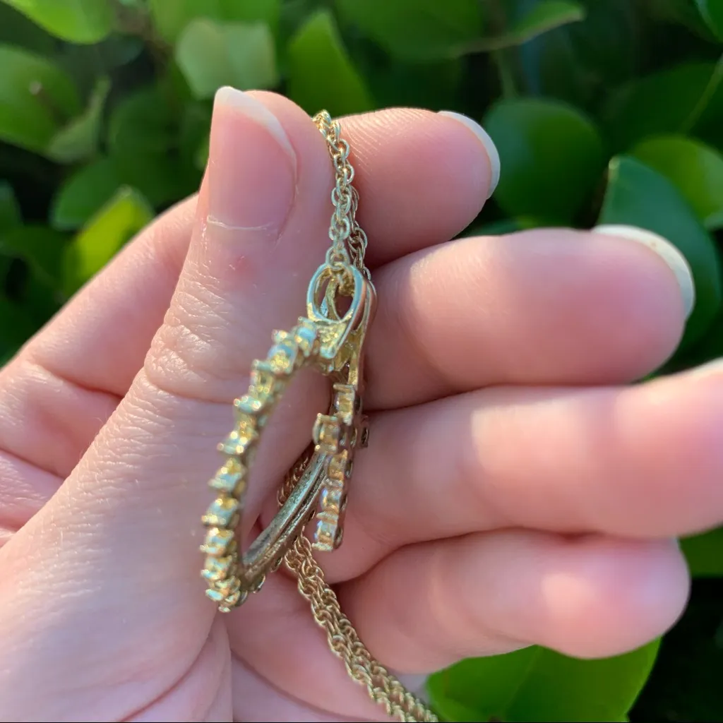 Vintage Gold Rhinestone Religious Faith Cross Necklace Heart - Image 6