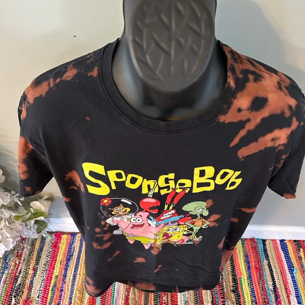 SpongeBob SquarePants Characters Tie Dye Tee Shirt Nickelodeon Black Small - Image 3