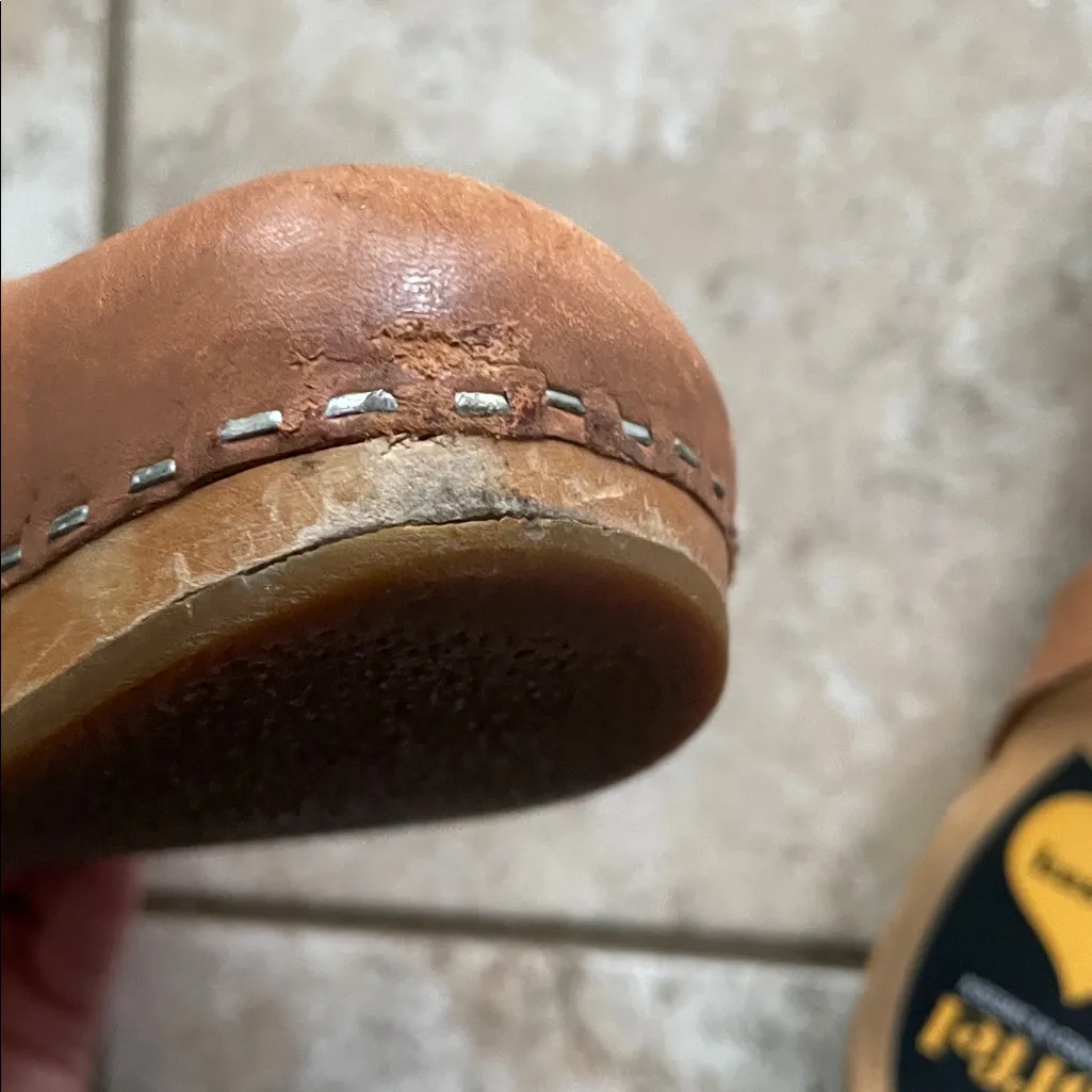 Swedish Hasbeen Haga Plateau Leather Clogs Tan Size 8 - Image 13