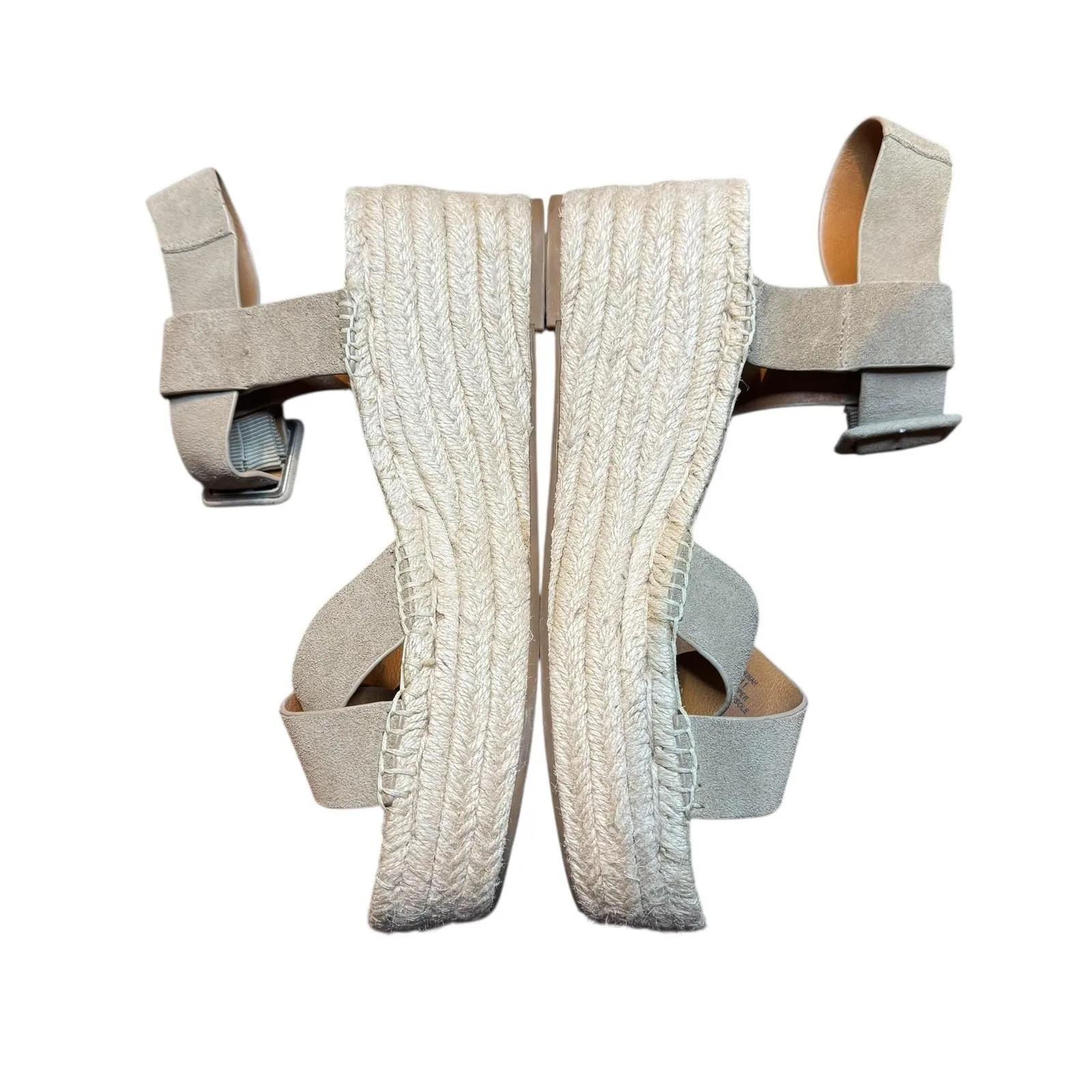 Lucky Brand Shoes Womens Size 9.5 Beige Suede Audrinah Espadrille Wedge Sandals - Image 5