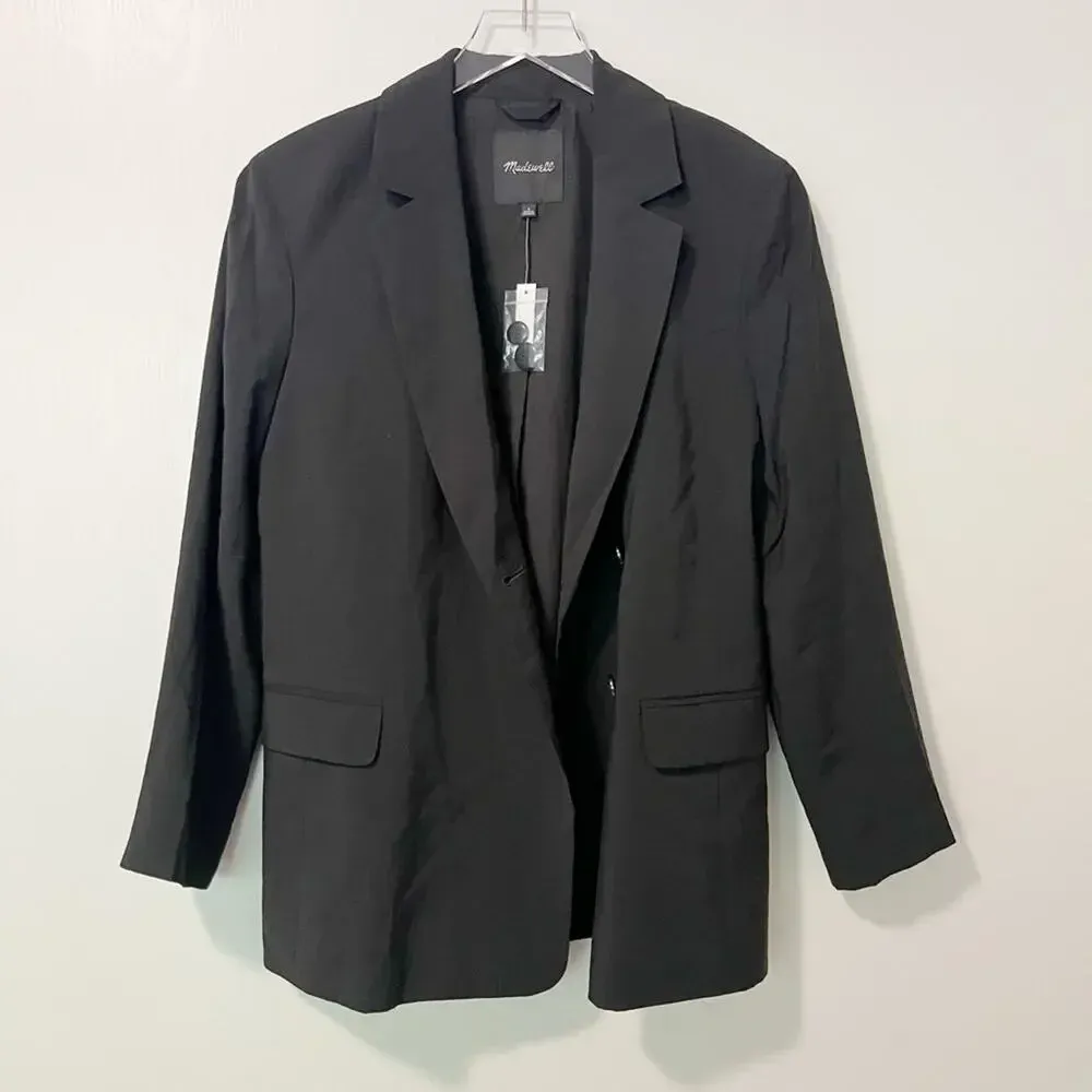 Madewell  The Relaxed Blazer‎ NWT in Soft Drape True Black Oversized Drape… - Image 5