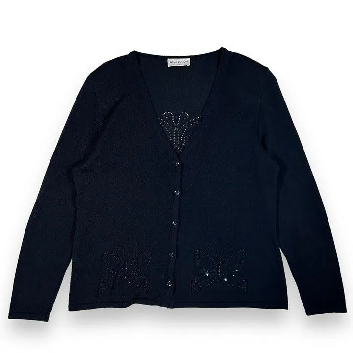 Olga Santini‎ Butterfly Cardigan Sweater Blue Size L - Image 5