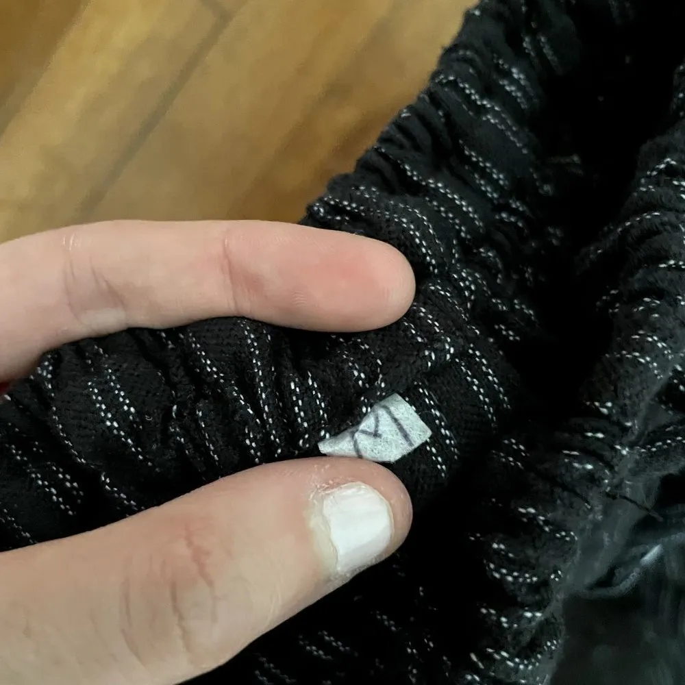 Black gray long pants drawstring ankles pockets elastic waistband comfortable Size M - Image 5