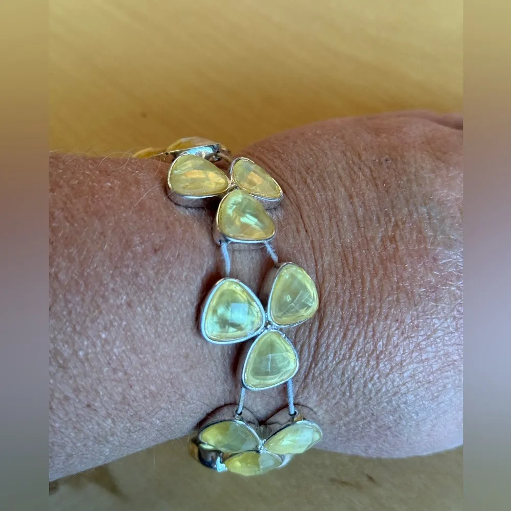 Elegant Silver and Yellow Gemstone Bracelet - Image 5