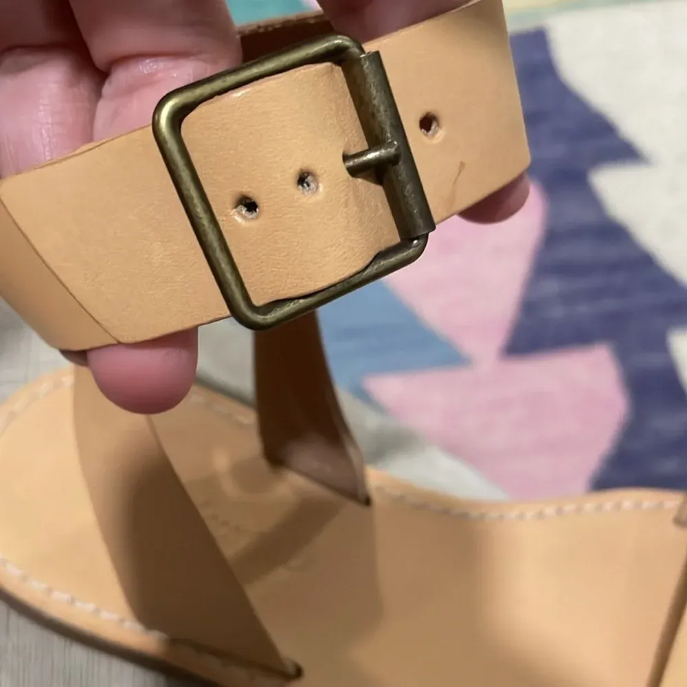 MADEWELL Woman’s Nude Leather BOARDWALK Ankle Strap Sandals Natural Buff 7.5 - Image 9