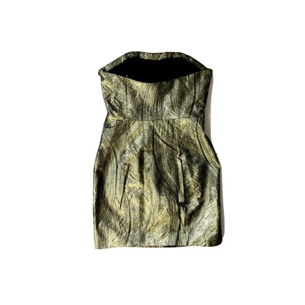 COPY - NWT Haute Hippie Metallic Gold & Black Twist Front Strapless Mini Dress … - Image 10
