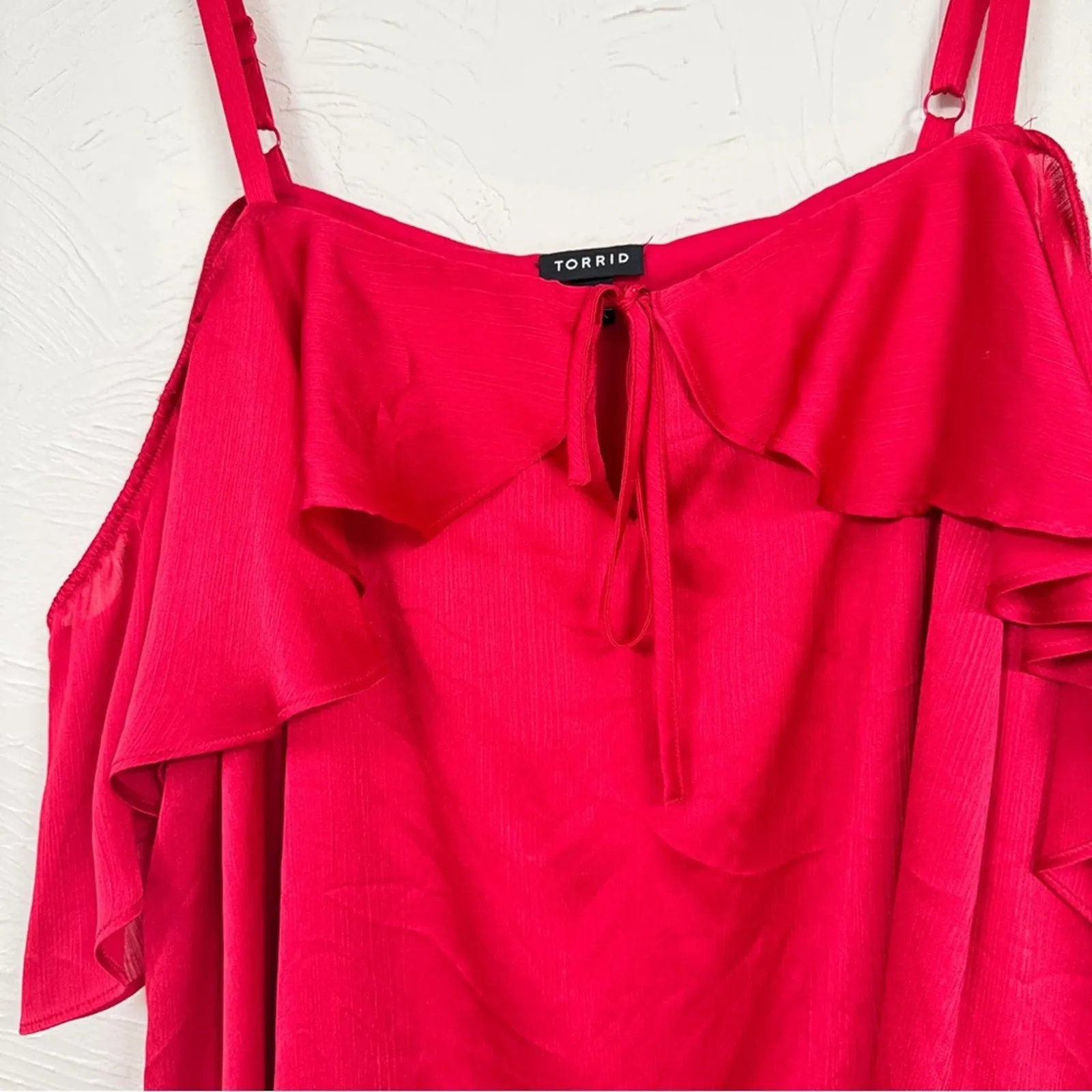 Torrid Pink Fuchsia Satin Ruffled Tank Top Womens 3X Girly Romantic Coquette - Image 2