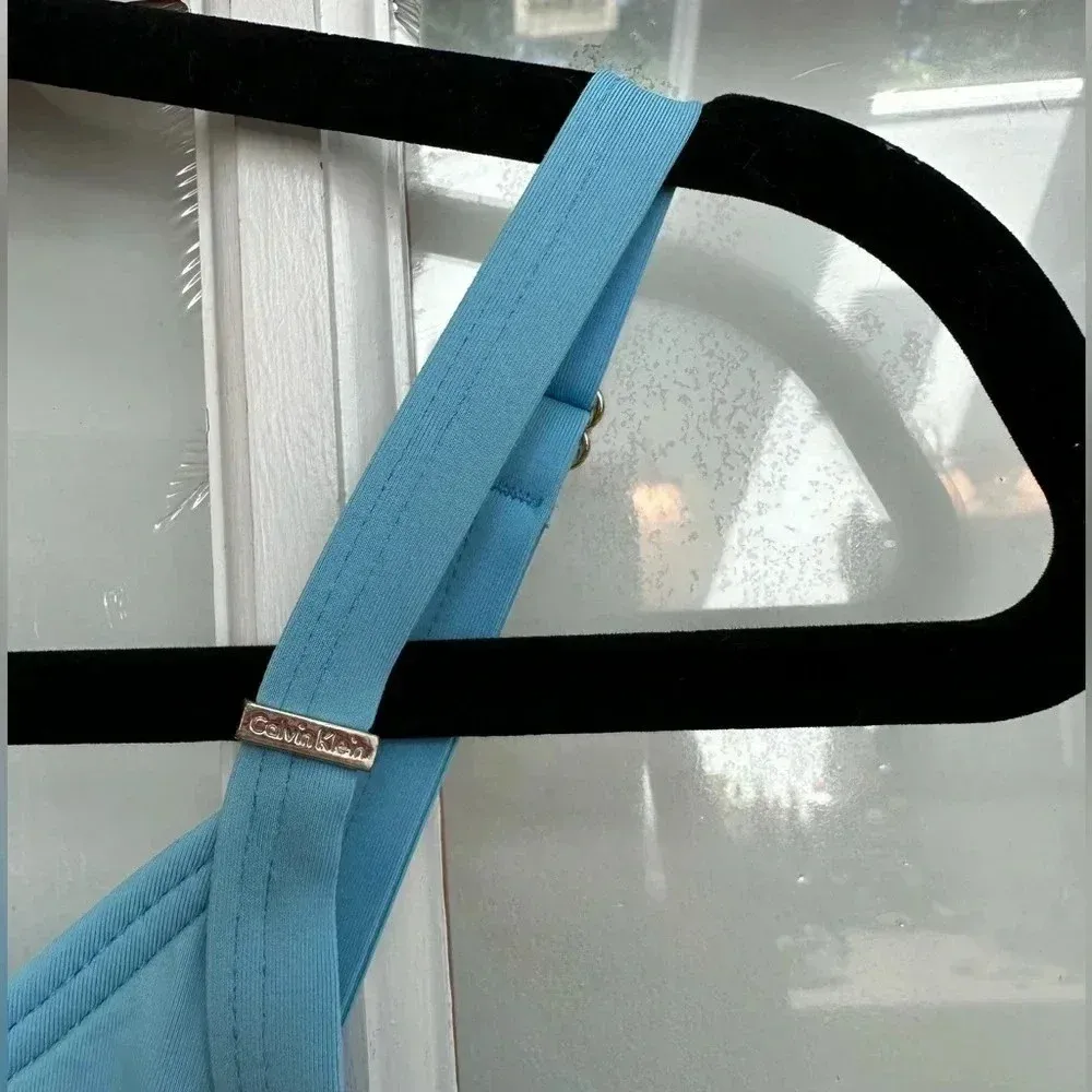 Calvin Klein Logo Classic One Piece Swimsuit Tiffany Blue Women’s Size 6 Small - Image 12