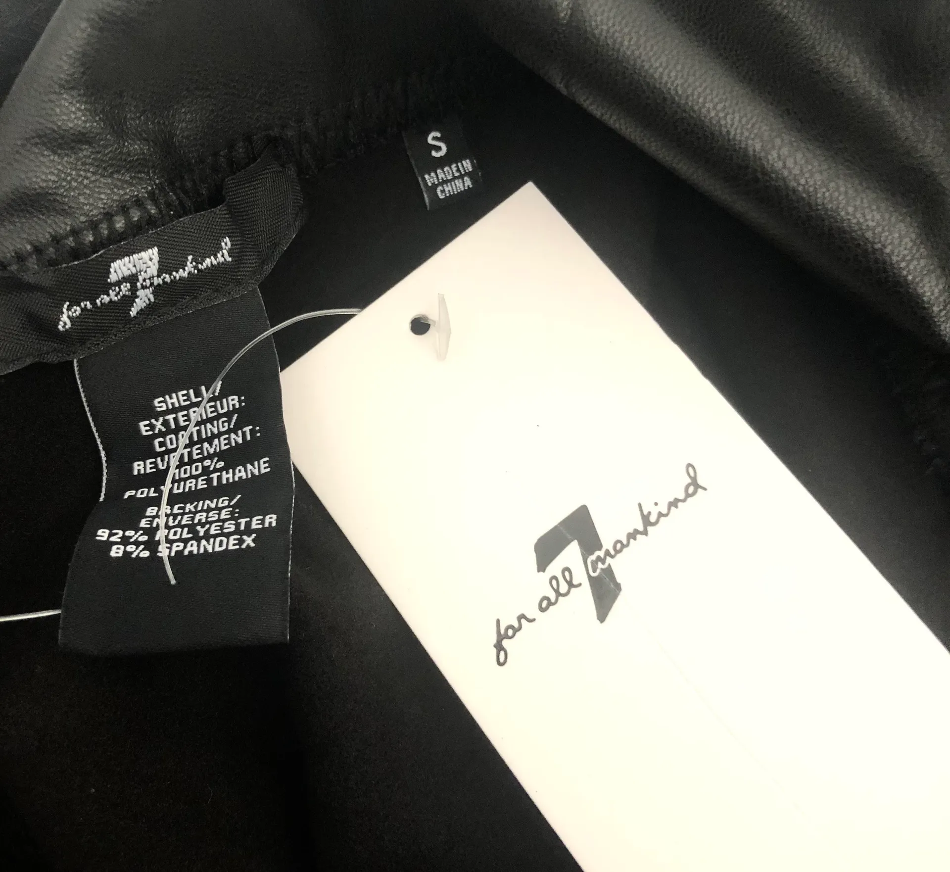 7 For All Mankind NWT  Faux Leather Leggings Black Small - Image 3