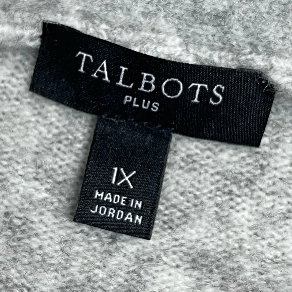 Talbots Plus 1x Light Gray Cardigan Sweater wool alpaca button up pearl buttons - Image 2