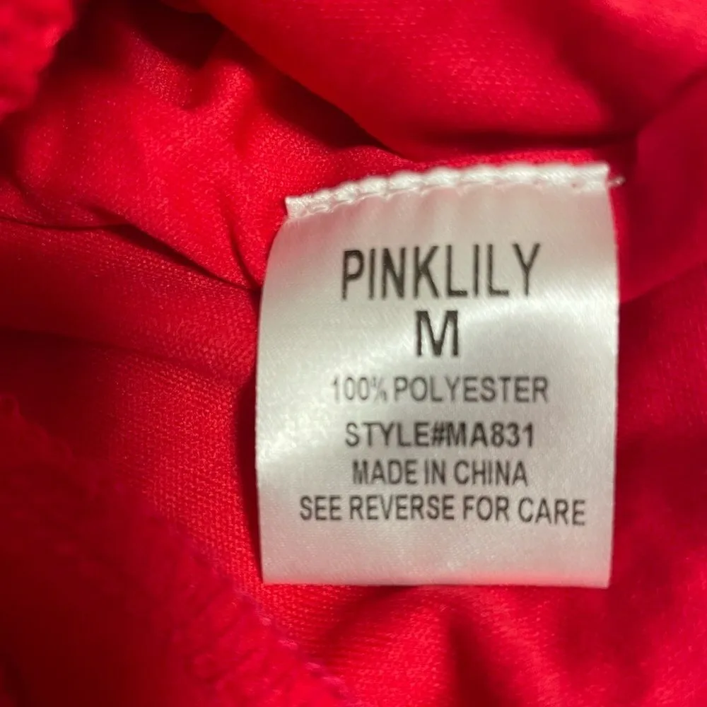 Pink Lily When I Met You V-Neck Knit Tank Camisol Red Women’s Medium - Image 5