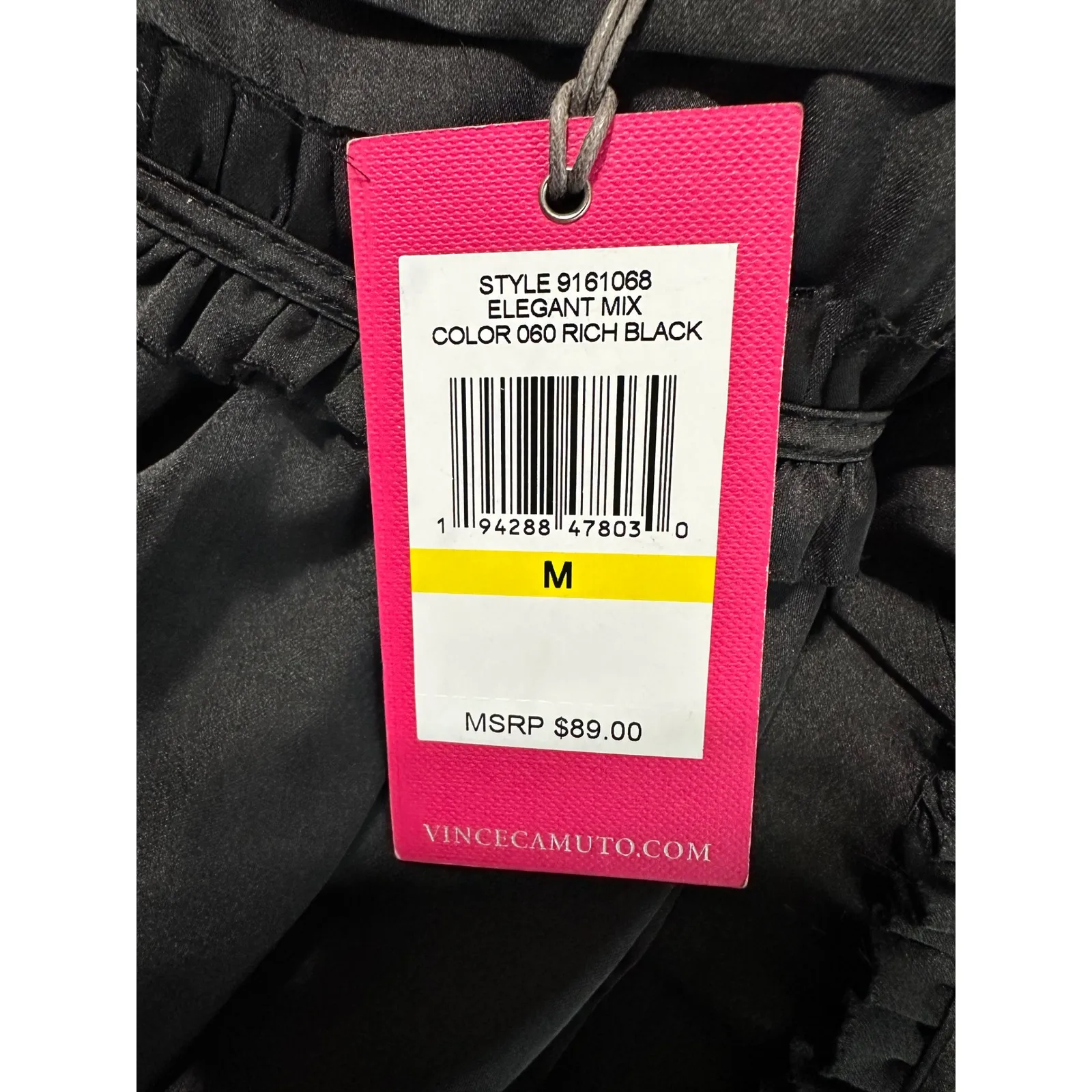 Vince Camuto Elegant Mix Rich Black Ruffle V Neck Long Sleeve Blouse Top M - Image 6