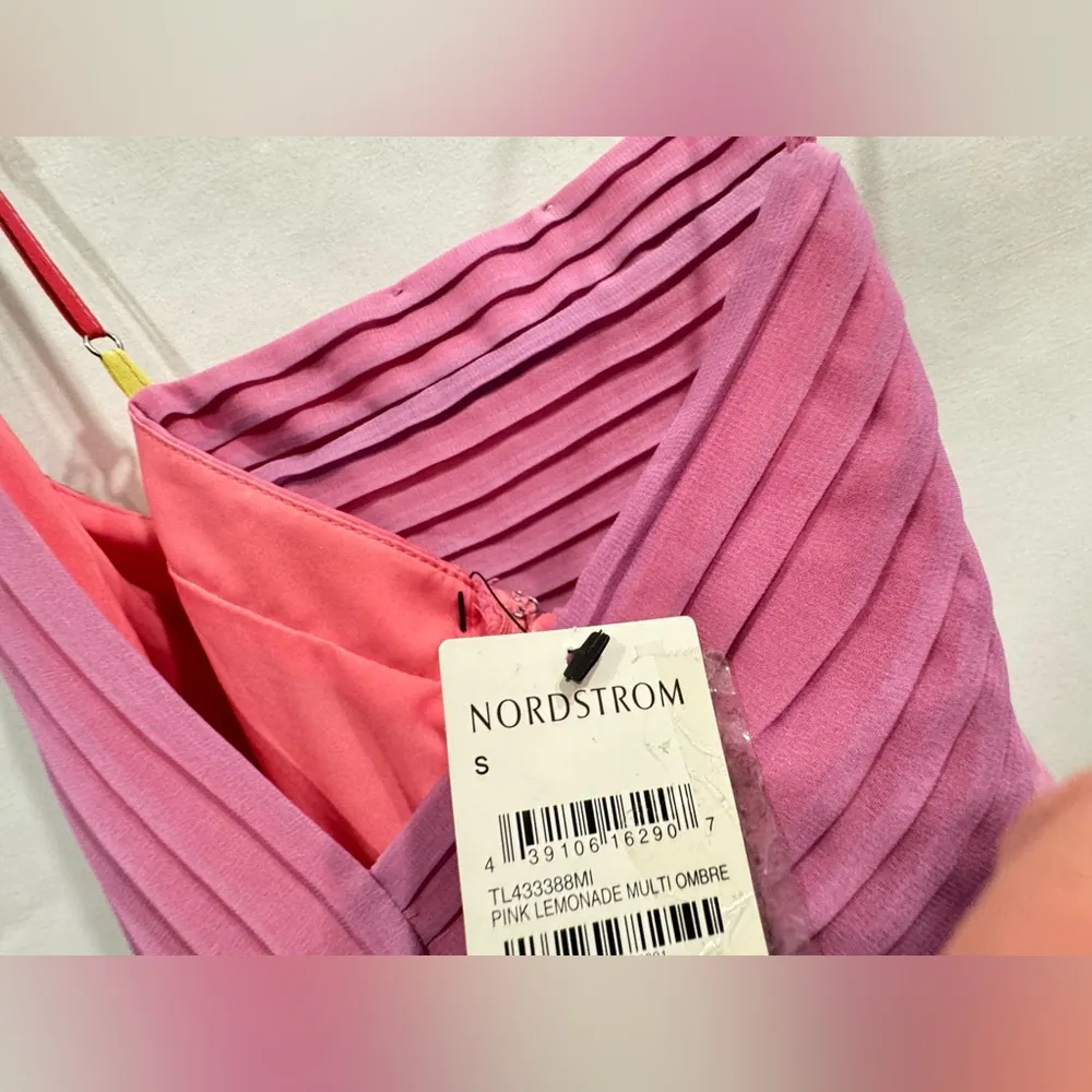Leith Nordstrom Ombré Gradient Pink Lemonade Dress with accordion pleats Small - Image 9