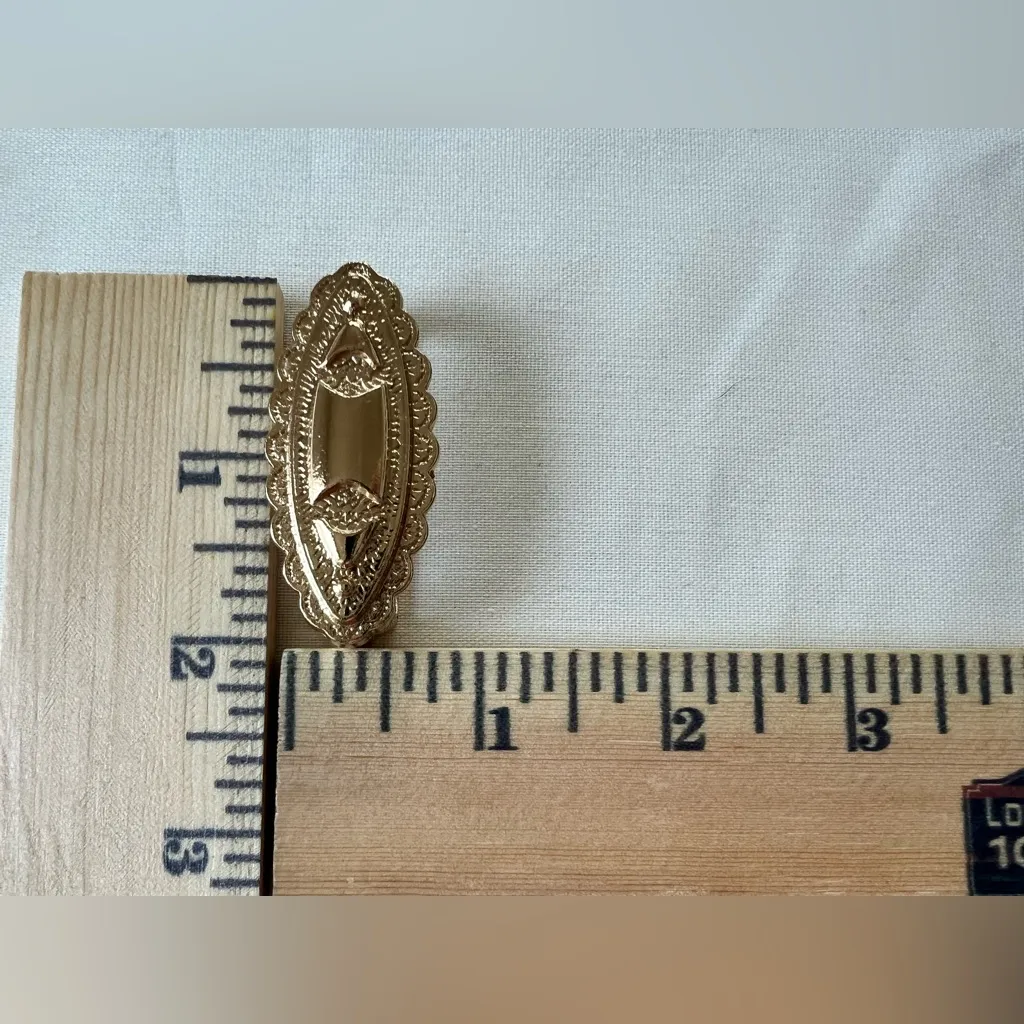 Gold Tone Western Floral Engraved Belt Buckle keeper Loop Holder Tips Vintage - Image 8