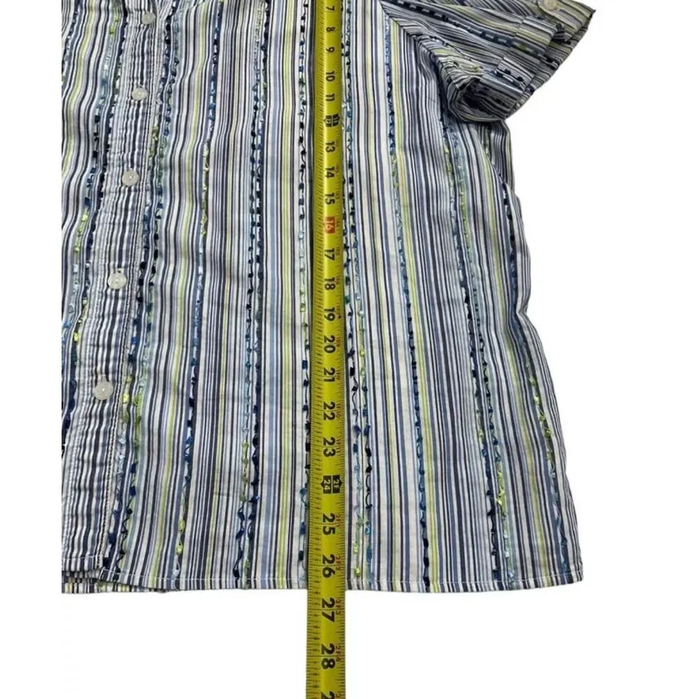 Alfred Dunner Women Size Xl Striped Shirt Button Up Collared Shirt | 22-985 - Image 5