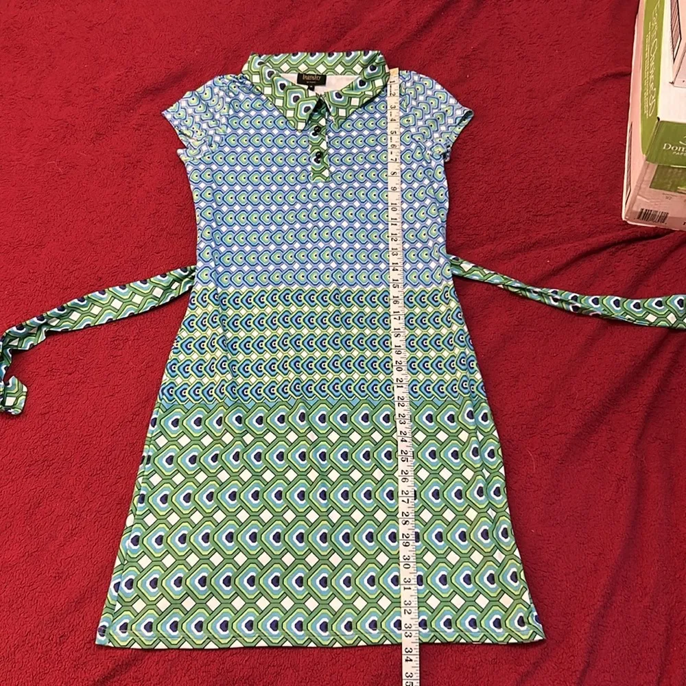 LAUNDRY by Shelli Segal blue/green geometric print dress. - Image 13