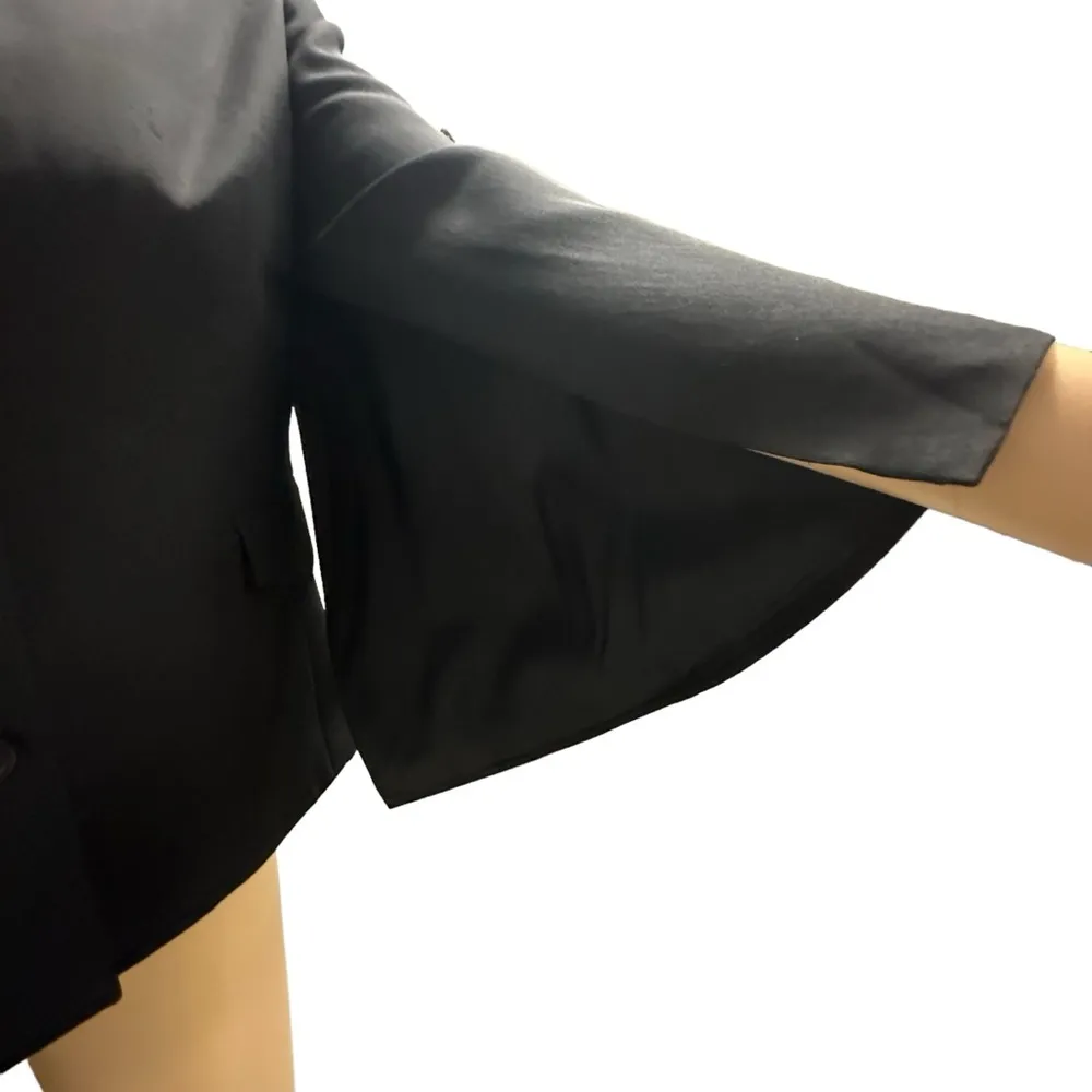 Max Studio Special Edition Silk Wool Slit Sleeve Black Blazer Jacket Womens 4 - Image 2