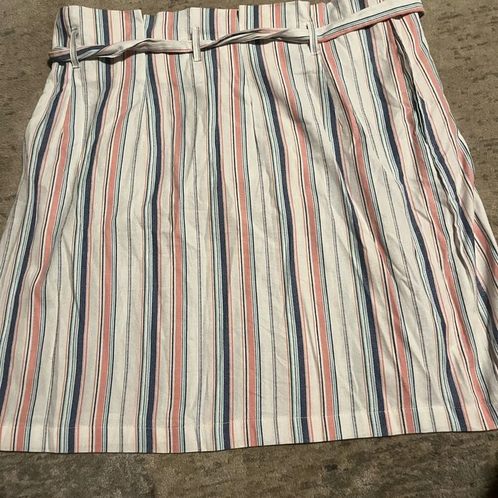 Unbranded paper bag waist multi color striped skirt sz16 Blue Size 16 - Image 5