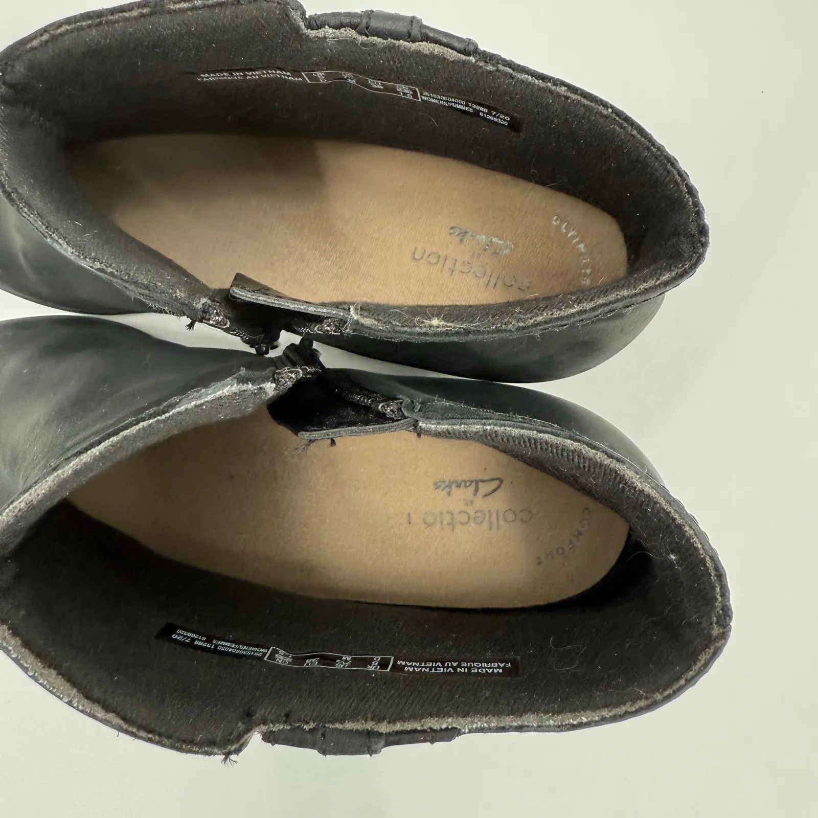 Clarks Adreena Lilac Ankle Boots SZ 7.5 Black Nubuck Booties Block Heel Leather - Image 12