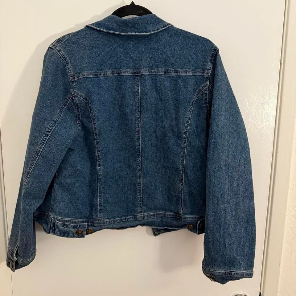 Jessica London Womens Denim Jacket Blue Classic Button Front Size 12 - Image 7