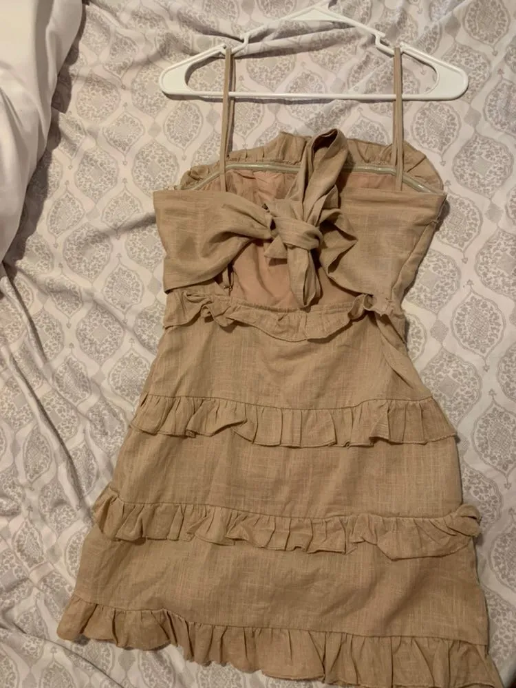 Hello Molly Beige Ruffled Dress - Image 4