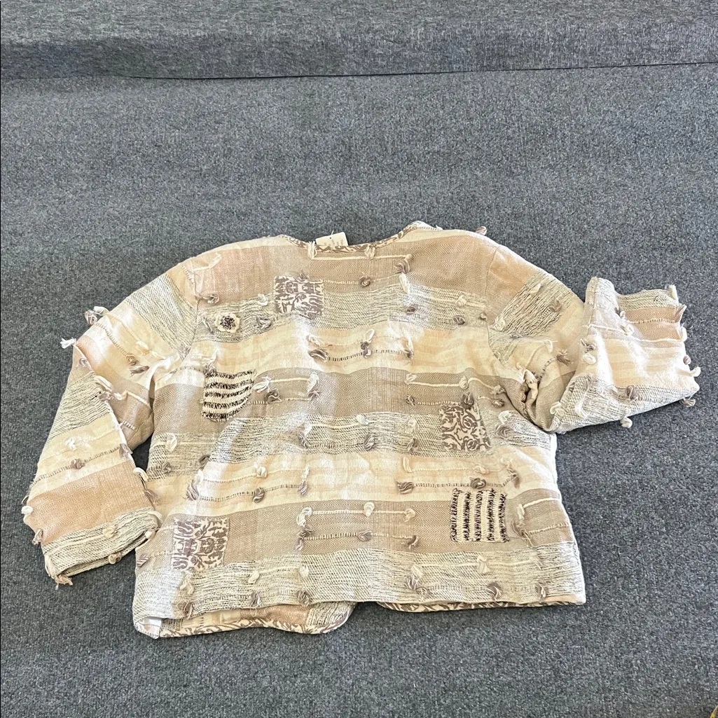 Textured Beige and Cream Blazer Size 2XL Tan - Image 6