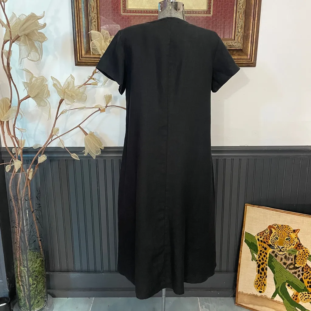 Flax Park Linen Short Sleeves Lagenlook Dress in Nine Iron Sz P (US 4-6) 💛🎀 - Image 7