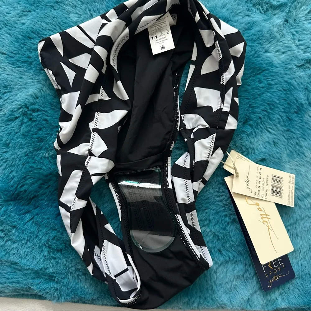 Gottex Monochrome Abstract Bikini Bottom Size 14 - Image 8