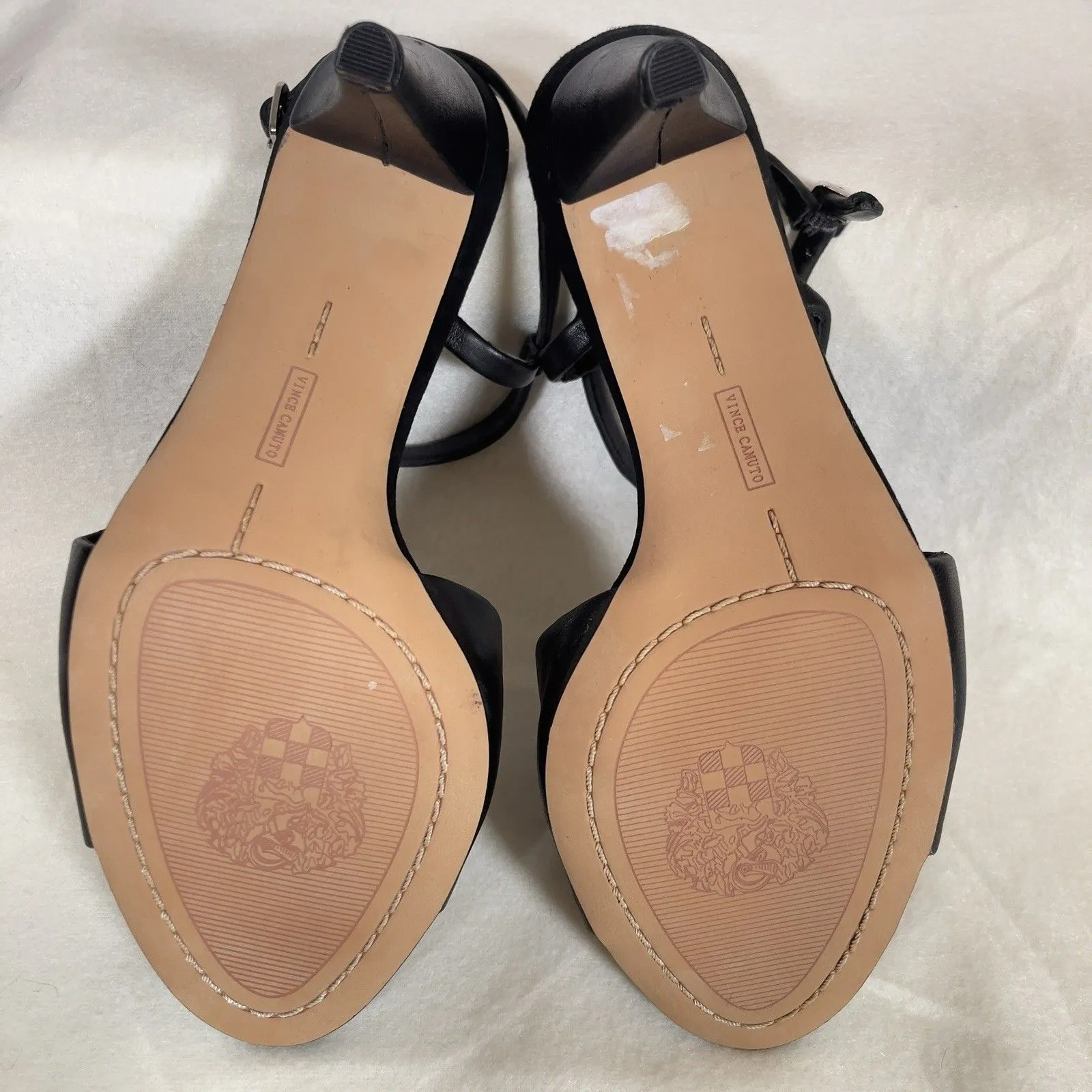 Vince Camuto Razanya Womens 6 Ankle Strap Sandal Heels Black Sling Back Open Toe - Image 8