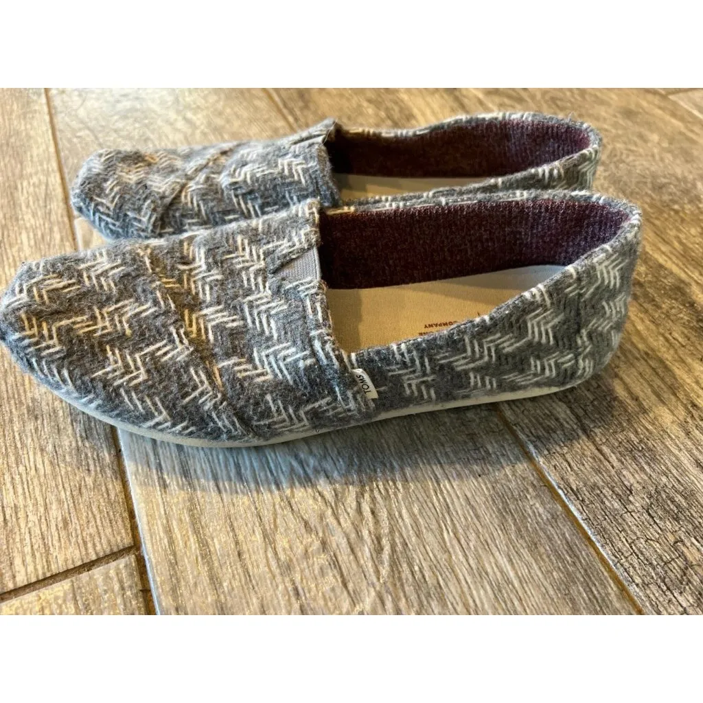 Toms Slip On Shoes Loafers‎ Womens 8 Woven Alpargata Gray Flats 10014950 - Image 3