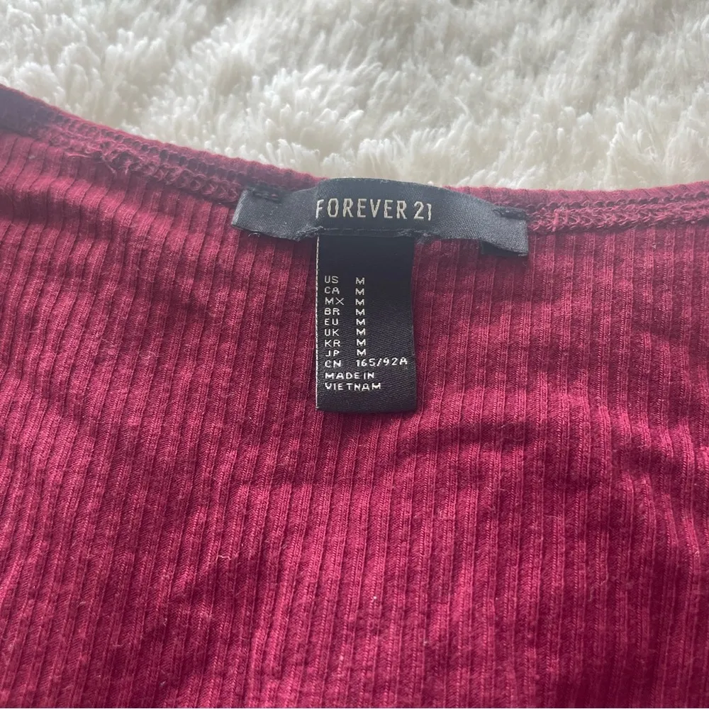 Forever 21 Red Long Sleeve Ribbed Bodysuit - Image 2